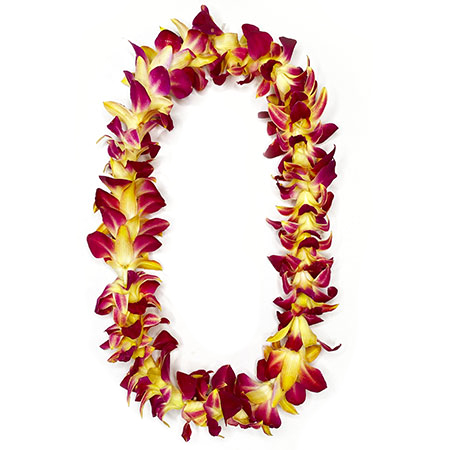 dyed Yellow orchid lei